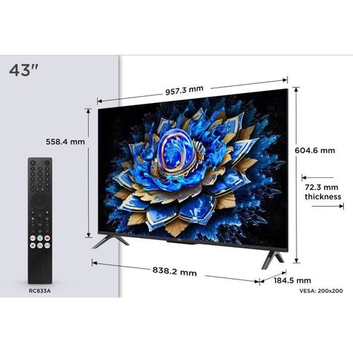 43t69c - TV Qled 43 (109 Cm) - 4k Uhd 3840x2160 - Hdr10+ - Android TV  - 3xhdmi 2.1 - Wifi