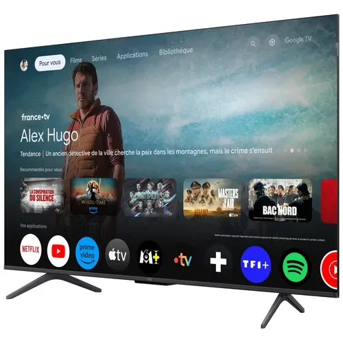 Téléviseur 4K 50'' 127 cm TCL 50MQLED75K vue de profil