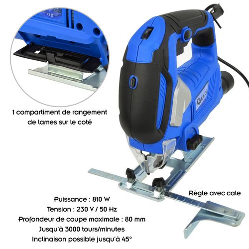 Drew Scie Sauteuse Pendulaire Avec Laser 810w Jusqu'à 3000 Tr/min Bleu