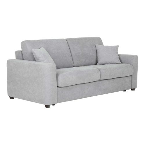 Canapé convertible 3 places pack Dreaméa NICARAGUA tissu Bergamo gris clair vue 3/4