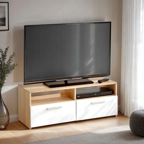 Meuble TV RANA Effet chêne / blanc
