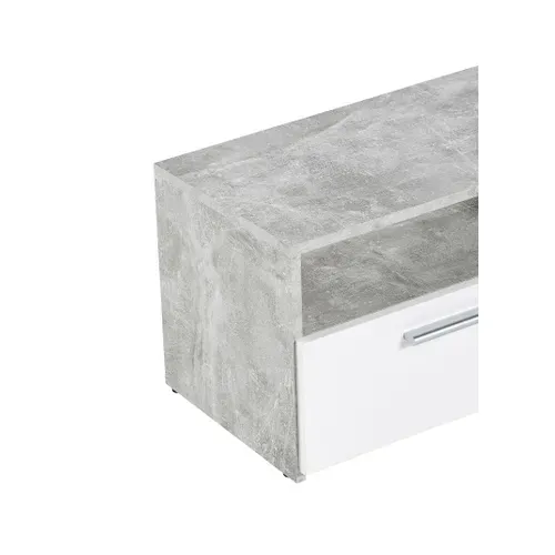 Meuble TV RANA Effet béton / blanc vue accessoires