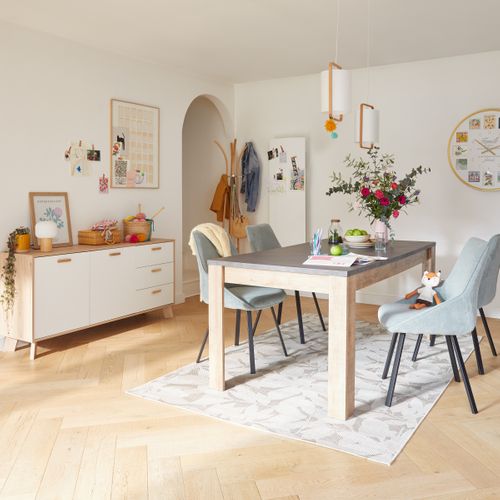 Table extensible  L.180/220 cm ANVERS imitation chêne vieilli/ béton