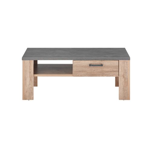 Table basse 1 tiroir ANVERS imitation chêne vieilli/ béton
