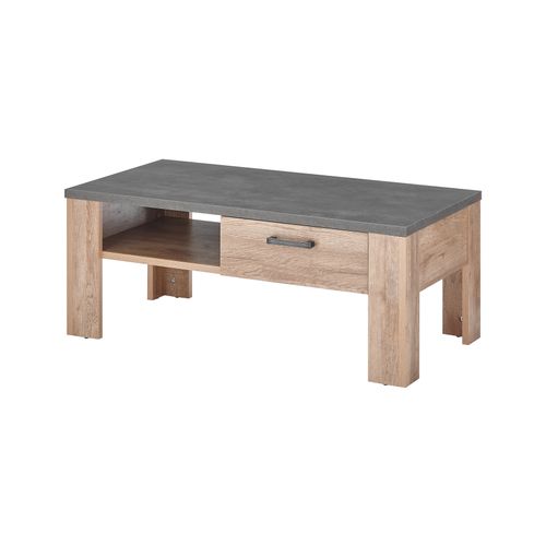 Table basse 1 tiroir ANVERS imitation chêne vieilli/ béton
