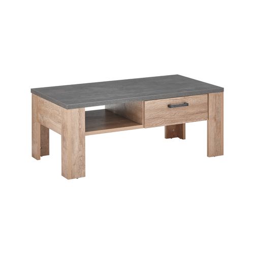 Table basse 1 tiroir ANVERS imitation chêne vieilli/ béton
