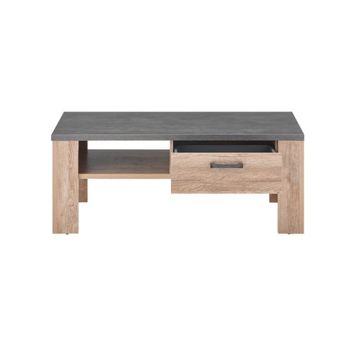 Table basse 1 tiroir ANVERS imitation chêne vieilli/ béton