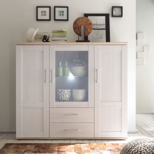 BUffet haut 3 portes 2 tiroirs ROMANCE imitation Pin/ imitation Chêne