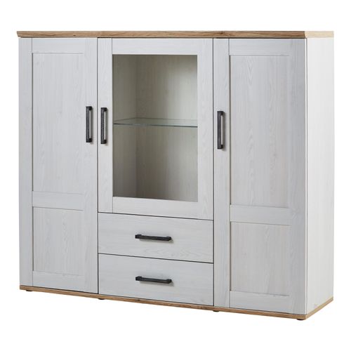 BUffet haut 3 portes 2 tiroirs ROMANCE imitation Pin/ imitation Chêne