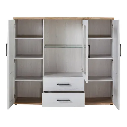 BUffet haut 3 portes 2 tiroirs ROMANCE imitation Pin/ imitation Chêne