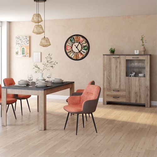 Buffet haut L.122 ANVERS imitation chêne vieilli/béton