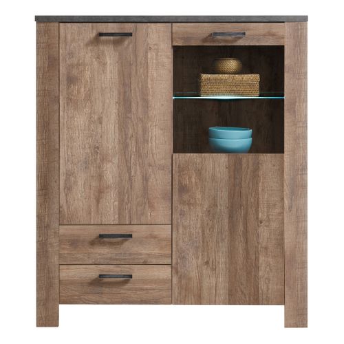 Buffet haut L.122 ANVERS imitation chêne vieilli/béton