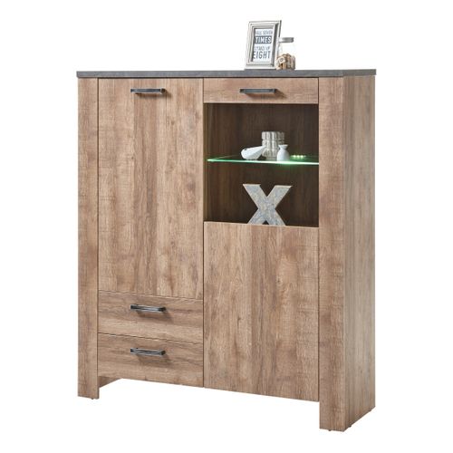 Buffet haut L.122 ANVERS imitation chêne vieilli/béton