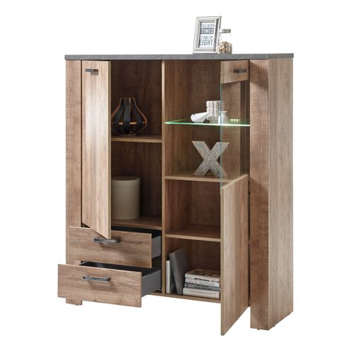 Buffet haut L.122 ANVERS imitation chêne vieilli/béton