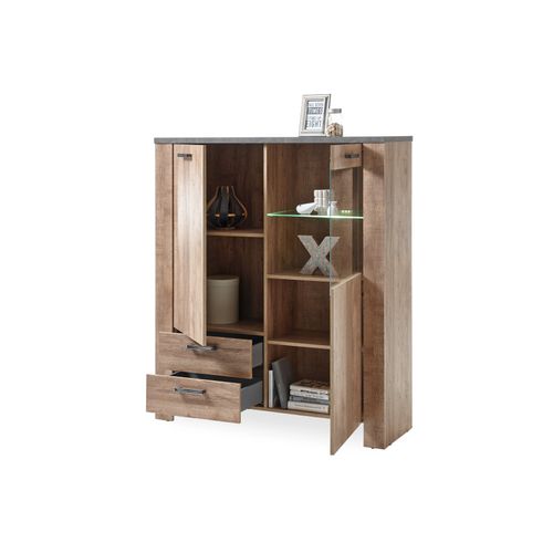 Buffet haut L.122 ANVERS imitation chêne vieilli/béton