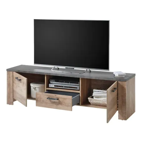 Meuble TV ANVERS imitation chêne vieili/ béton