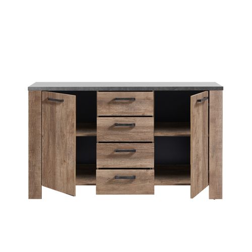 Buffet 2 portes 4 tiroirs ANVERS chêne vieilli/ béton