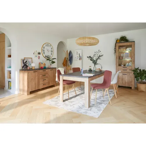 Vitrine L.72 2 portes ANVERS imitation chêne vieilli/béton