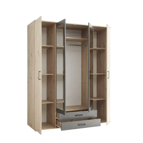 Armoire avec penderie et tiroirs L. 160 cm ARTY imitation chêne et gris