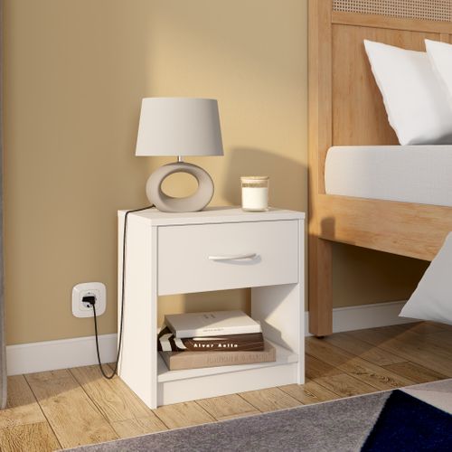 Chevet 1 niche 1 tiroir BART blanc vue d'ambiance 1