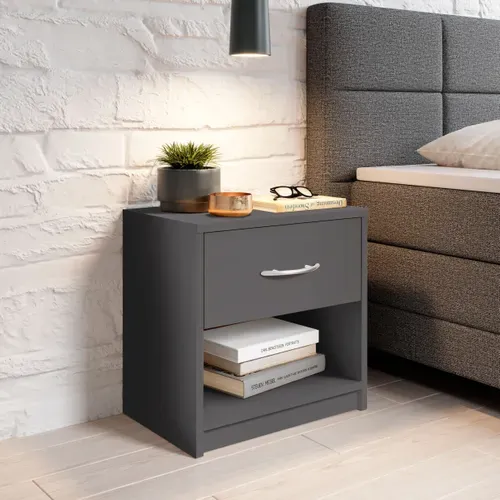 Chevet 1 niche 1 tiroir BART anthracite