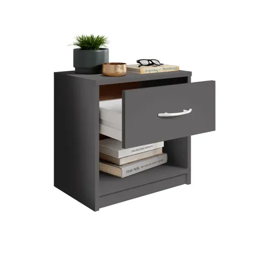 Chevet 1 niche 1 tiroir BART anthracite