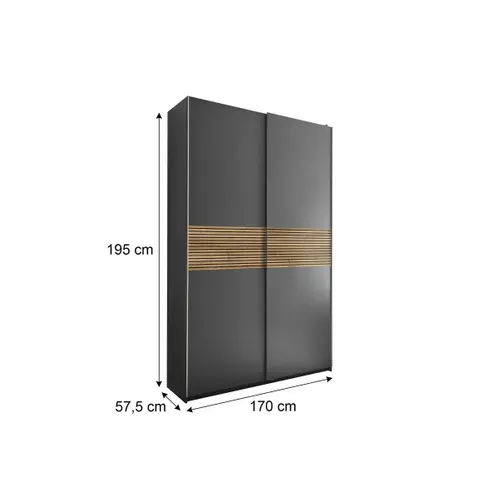 Armoire 2 portes coulissantes L. 170 cm THOMAS Graphite