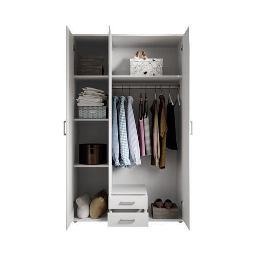 Armoire 3 portes L. 120 cm KARL blanc