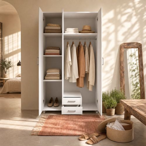Armoire 3 portes L. 120 cm KARL blanc