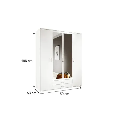 Armoire 4 portes L. 160 cm KARL blanc