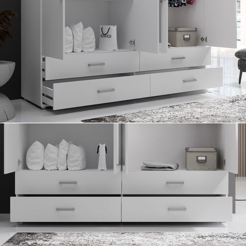 Armoire 4 portes 4 tiroirs L. 180 cm IVAR blanc vue détaillée