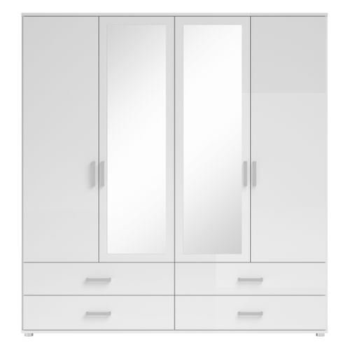 Armoire 4 portes 4 tiroirs L. 180 cm IVAR blanc vue de face