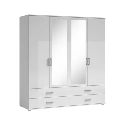 Armoire 4 portes 4 tiroirs L. 180 cm IVAR blanc vue 3/4