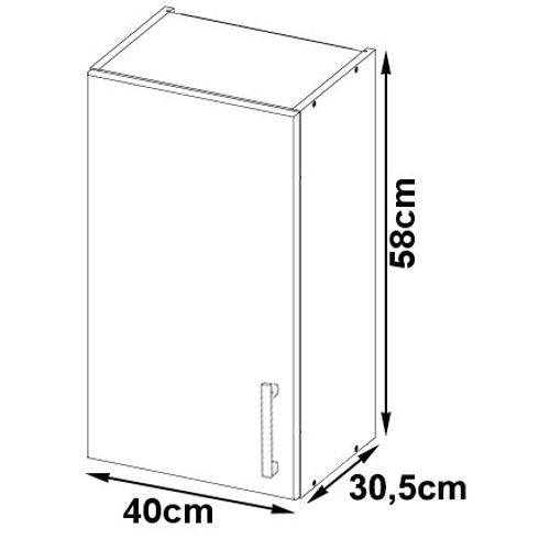 Meuble De Cuisine Haut W40 Lima Modulable Blanc 40 Cm 1 Porte Façade Chêne Sonoma 2 Étagères