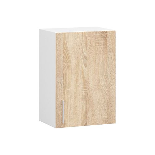 Meuble De Cuisine Haut W40 Lima Modulable Blanc 40 Cm 1 Porte Façade Chêne Sonoma 2 Étagères
