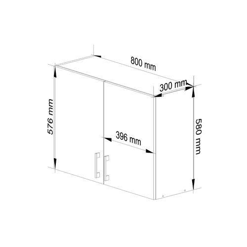 Meuble De Cuisine Haut W80 Lima Modulable Blanc 80 Cm 2 Portes Façade Chêne Sonoma 2 Étagères