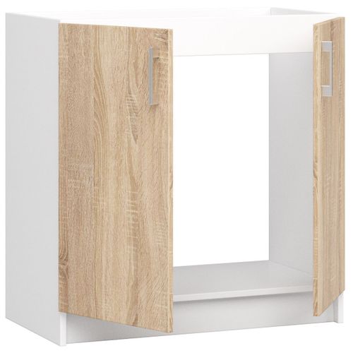 Meuble De Cuisine Bas S80 Pour Évier Lima Modulable Blanc 80 Cm 2 Portes Couleur Chêne Sonoma