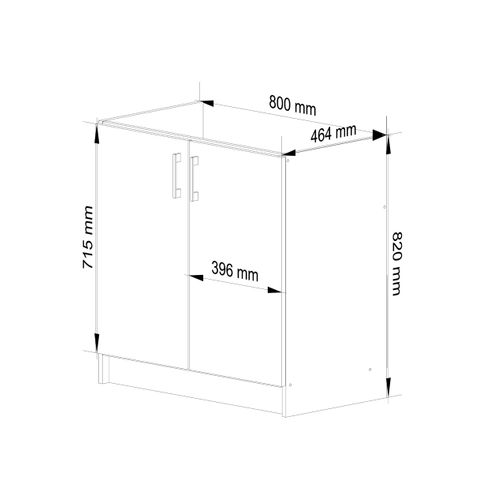 Meuble De Cuisine Bas S80 Pour Évier Lima Modulable Blanc 80 Cm 2 Portes Couleur Chêne Sonoma