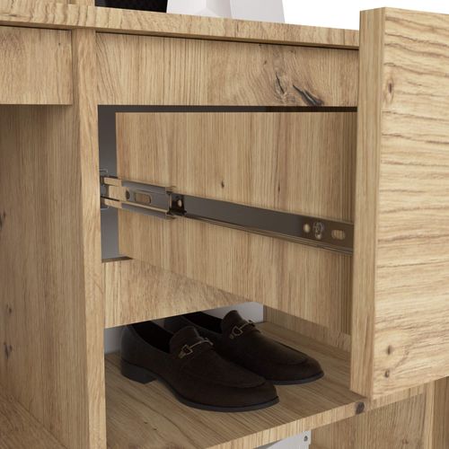 Ensemble De Meubles D'entrée Entro Chêne Artisan Avec Armoire Et Miroir 95x35x183 Cm