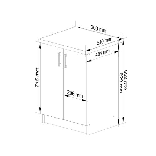 Meuble De Cuisine Bas S60 Lima Modulable Blanc 60 Cm 2 Portes Façade Chêne Sonoma 2 Étagères