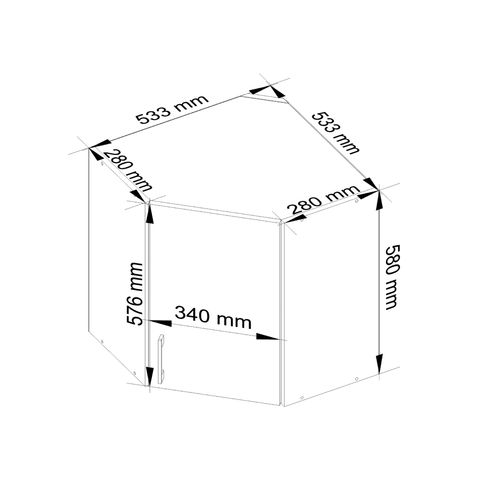 Meuble De Cuisine Haut D'angle W60 Lima Modulable Blanc 60 Cm 1 Porte Façade Chêne Sonoma 2 Étagères