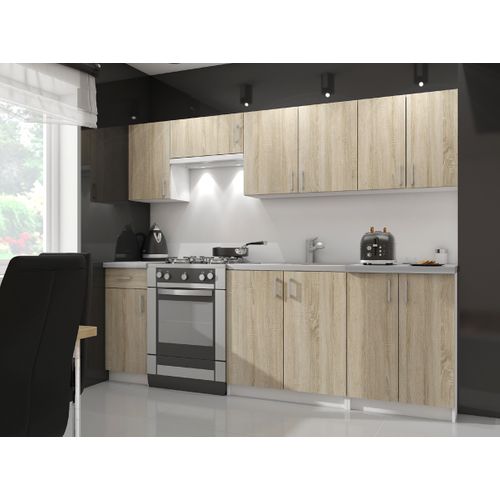 Meuble De Cuisine Haut D'angle W60 Lima Modulable Blanc 60 Cm 1 Porte Façade Chêne Sonoma 2 Étagères