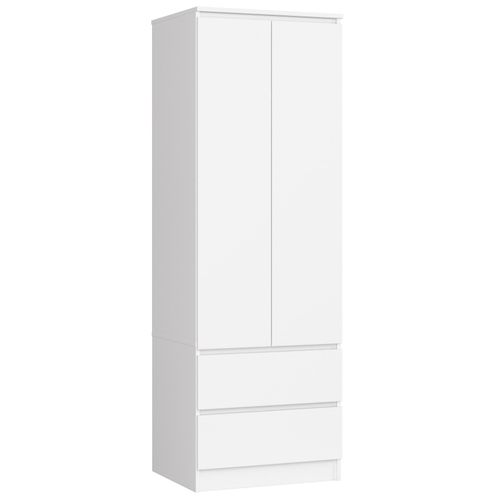 Armoire S60 Blanche 60 Cm 2 Portes 2 Tiroirs Façade Blanche 1 étagère 60x51x180 Cm
