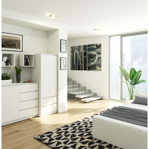 Armoire S60 Blanche 60 Cm 2 Portes 2 Tiroirs Façade Blanche 1 étagère 60x51x180 Cm