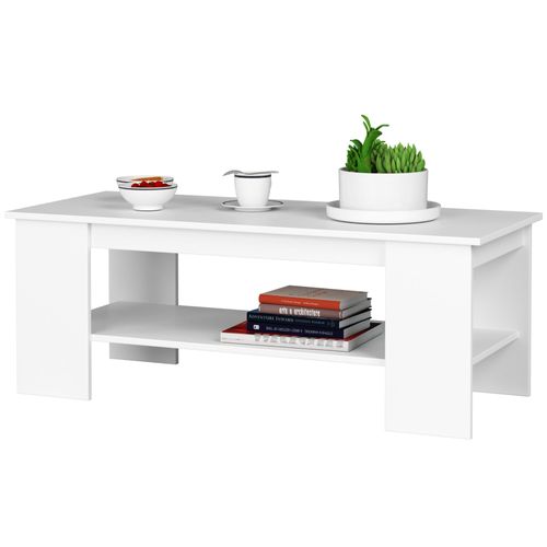 Table à Café Table Basse Kami Blanche 120 Cm Couleur Blanc 120x50x45 Cm