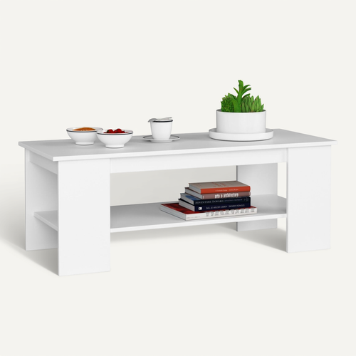 Table à Café Table Basse Kami Blanche 120 Cm Couleur Blanc 120x50x45 Cm