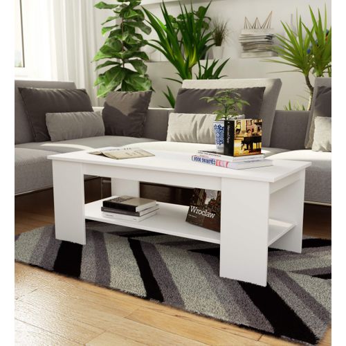 Table à Café Table Basse Kami Blanche 120 Cm Couleur Blanc 120x50x45 Cm