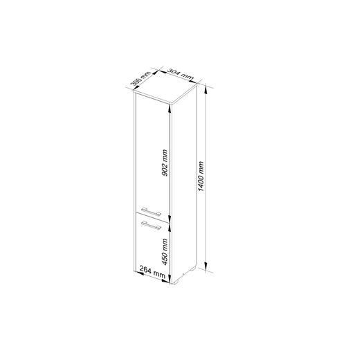 Colonne Salle De Bains Akord Fin Blanche 30 Cm 2 Portes Façade Blanche 5 Étagères 30x30x140 Cm