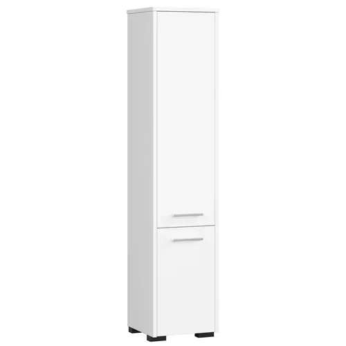 Colonne Salle De Bains Akord Fin Blanche 30 Cm 2 Portes Façade Blanche 5 Étagères 30x30x140 Cm