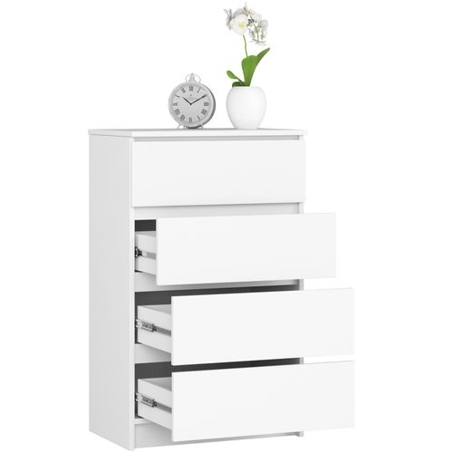 Commode K60 Blanche 60 Cm 4 Tiroirs Façade Blanche 60x40x99 Cm